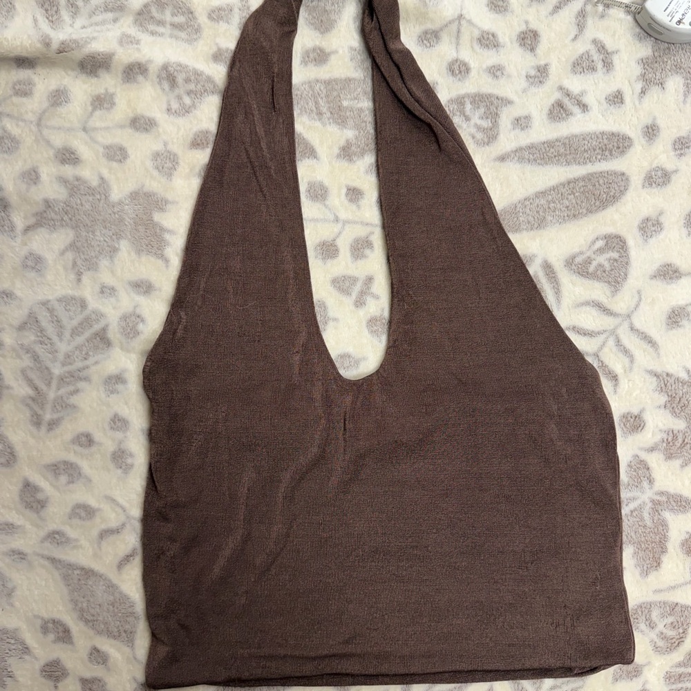 Cotton On Stacey Halter Neck Chocolate Brown Top size S